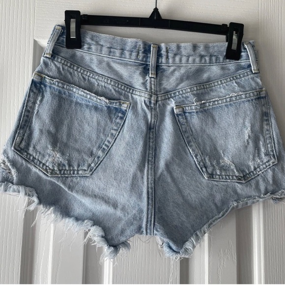 Agolde Frayed Hem Light Blue Jean Shorts - Picture 2 of 8